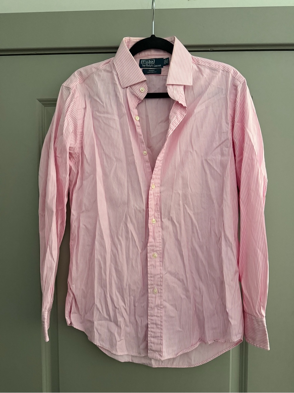 Ralph Lauren Regent Custom Fit Pink & White Vertical Stripe Button Down Shirt